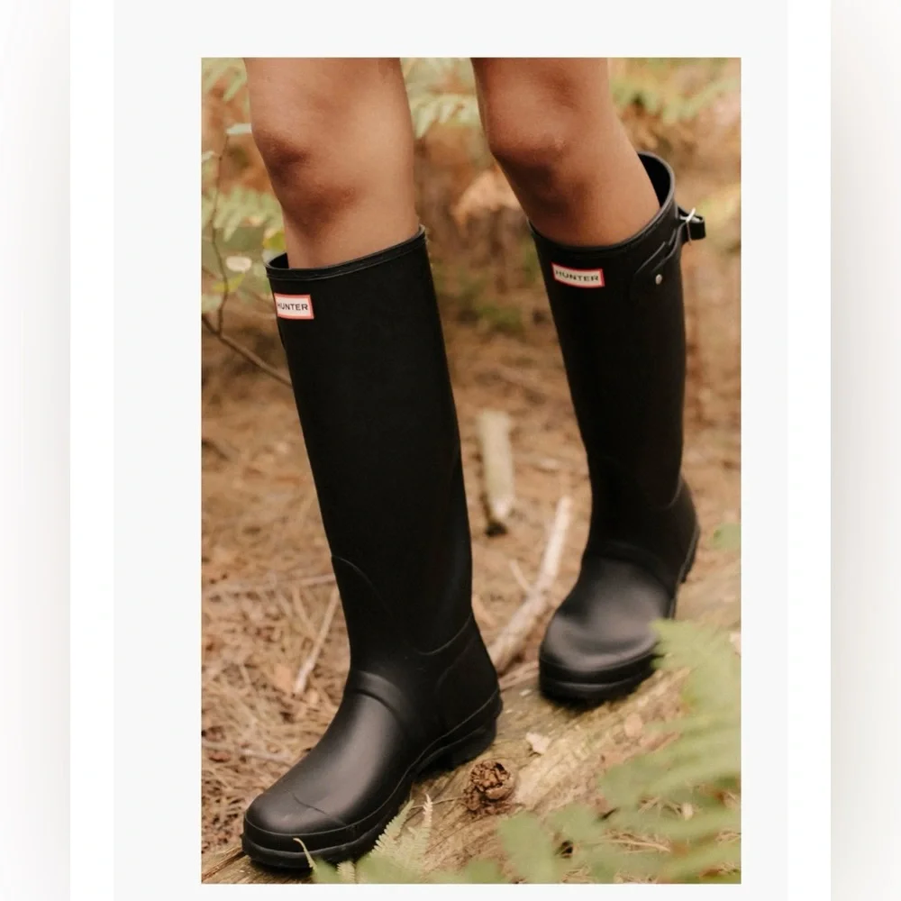 Hunter Original Women’s Slim Fit Tall Black Matte Rain Boots Sz 6 NEW